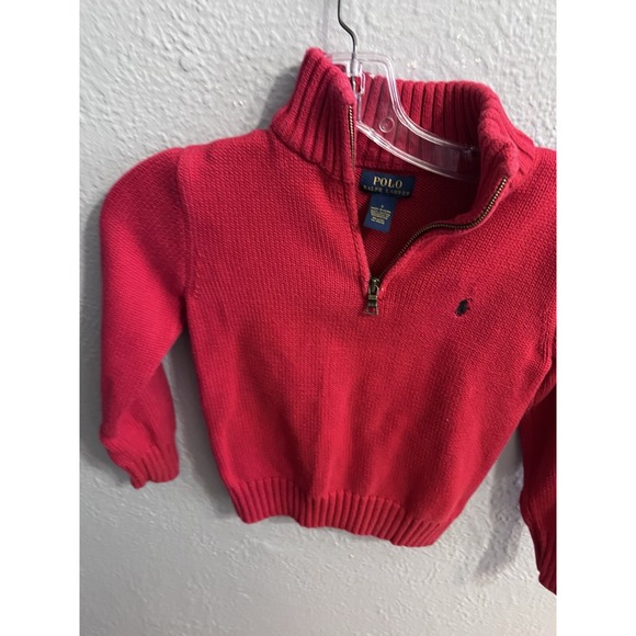 Polo Ralph Lauren Kids 1/4 Zip Sweater Red Size 7 - Picture 4 of 6
